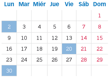 calendario fiscal agosto 2021